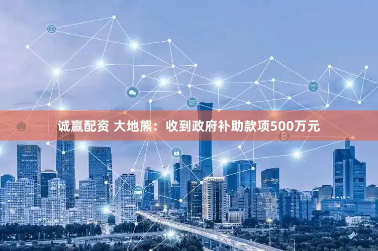 诚赢配资 大地熊：收到政府补助款项500万元
